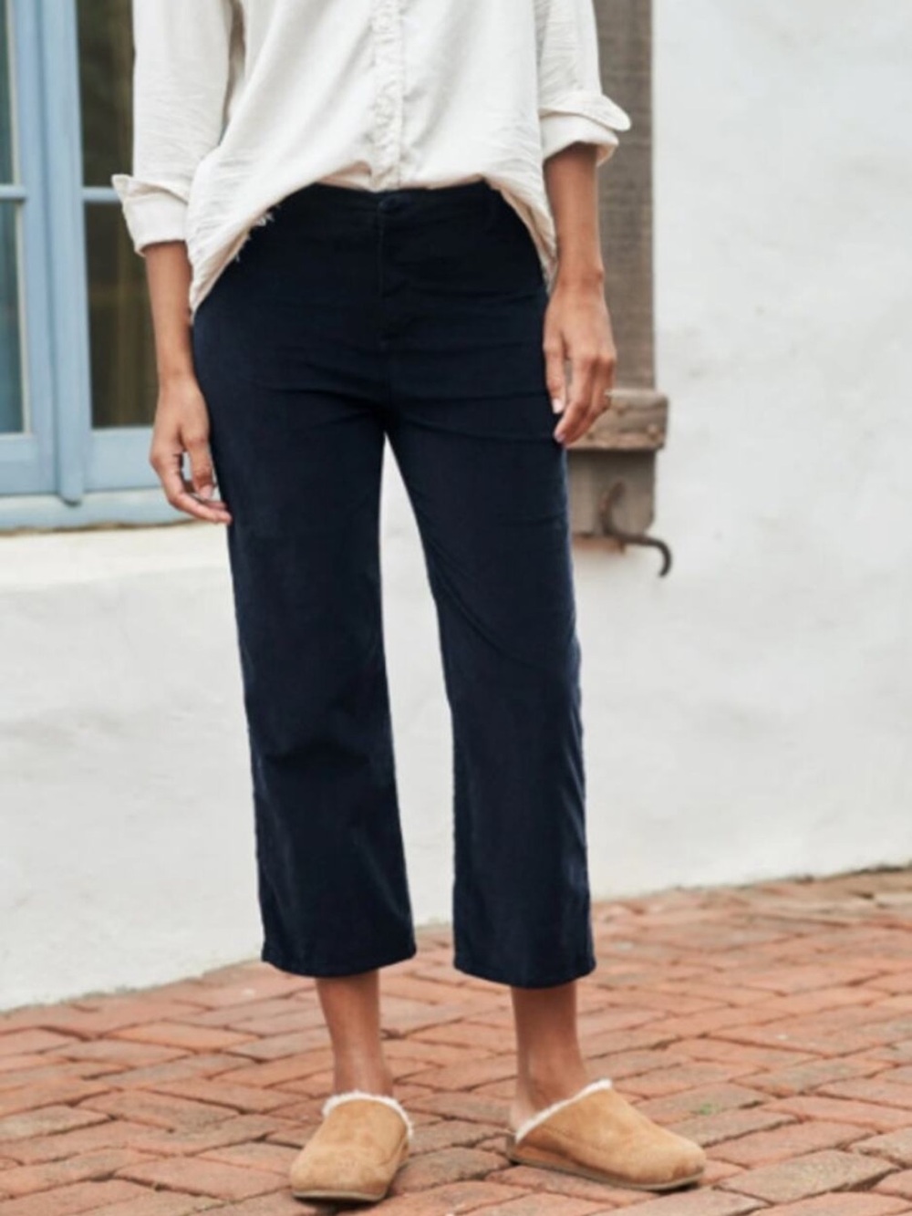 Frank & Eileen Kinsale navy blue corduroy performance cord cropped pants size 4